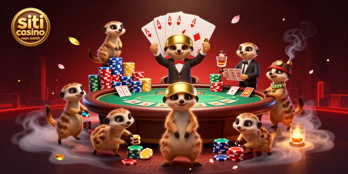 Divertiti con i siti casino non AAMS in un'illustrazione vivace e affollata di attività di gioco.