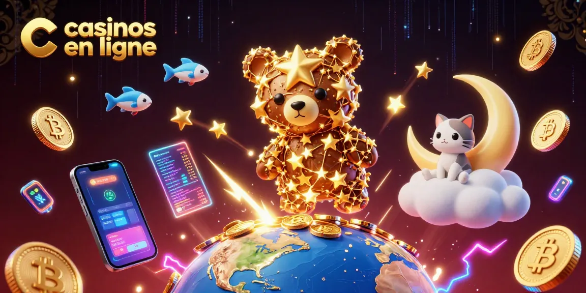 Jouez aux casinos en ligne avec des éléments fascinants comme des étoiles dorées et des poissons filants.