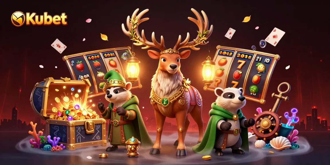 Kubet offers vibrant casino adventure with epic treasures and games in this 3D illustration.
