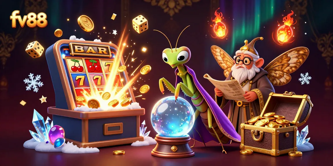 Engage in the thrilling world of fv88 with a vibrant 3D casino scene full of winning symbols and colorful characters.